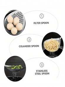 1/2 buah Saringan Lada Sichuan Stainless Steel, Saringan Besar Stainless Steel, Saringan Pasta, Ayakan Dapur dengan Pegangan Tahan Panas, Cocok untuk Masakan Thanksgiving/Idul Fitri, Hot Pot, Meniriskan Pasta, Cocok untuk Penggunaan di Restoran dan Dapur Rumah - Perak - View 7