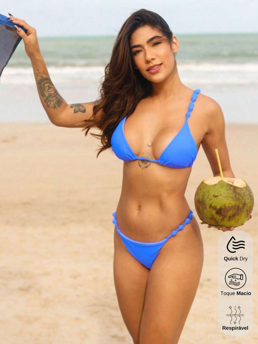 Triangle Bikini Top With Removable Padding And Lined Straps - Style And Comfort In Just The Right Measure. - 霧霾藍 - 查看 1
