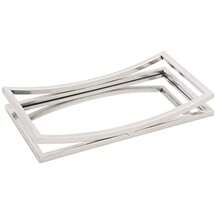 Elegance cambiador para maquillaje cosméticos perfumes velas o decoración del hogar base decorativa espejada con marco rectangular plateado para baño sala de estar o recámara - Plateado - Ver 7