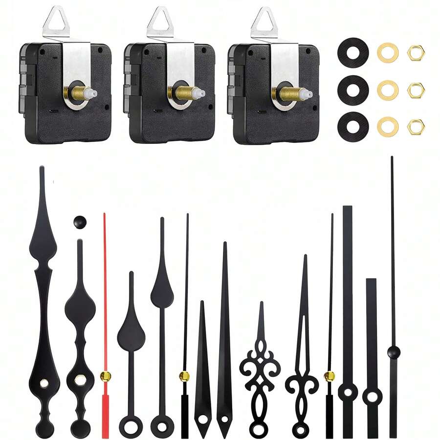 3 Sets Silent Quartz Clock Movement Kits With 16mm, 20mm, 23mm Shaft Lengths, For Wall Clock And Desk Clock Repair, Replacement And DIY, Suitable For Home And Office Decor, Heartwarming Gift For Clock Enthusiasts
