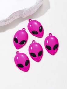 6 piezas de colgantes de metal con máscara de alienígena de dibujos animados divertidos y coloridos, surtidos al azar, con efecto de pintura en aerosol, hechos a mano, DIY, personalizados, para aretes, collar y cadena de teléfono - Multicolor - Ver 9
