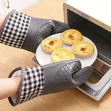 1pc Kitchen Heat-Resistant Glove, High Temperature Resistant, Wear-Resistant, Suitable For Clay Pots, Steamer Pots, Soup Pots And Other Heat-Insulating Cookware. Gray, White, Good Heat Insulation, Suitable For All People, Home Essential, Halloween, Soft, College Dorm Essential, Camping Essential, Holiday Essential, Summer. - Multicolor - View 4