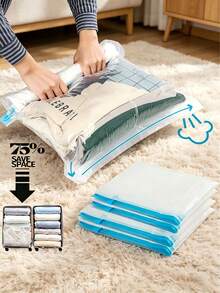 6pcs Roll-Up Travel Vacuum Storage Bags, Lightweight Reusable Space-Saving, Clothing Storage Bags, Suitable For Suitcases Travel Bags Organization, Cruise Trips Home Closet Dual Use, Travel And Home Essential - Clear - View 4