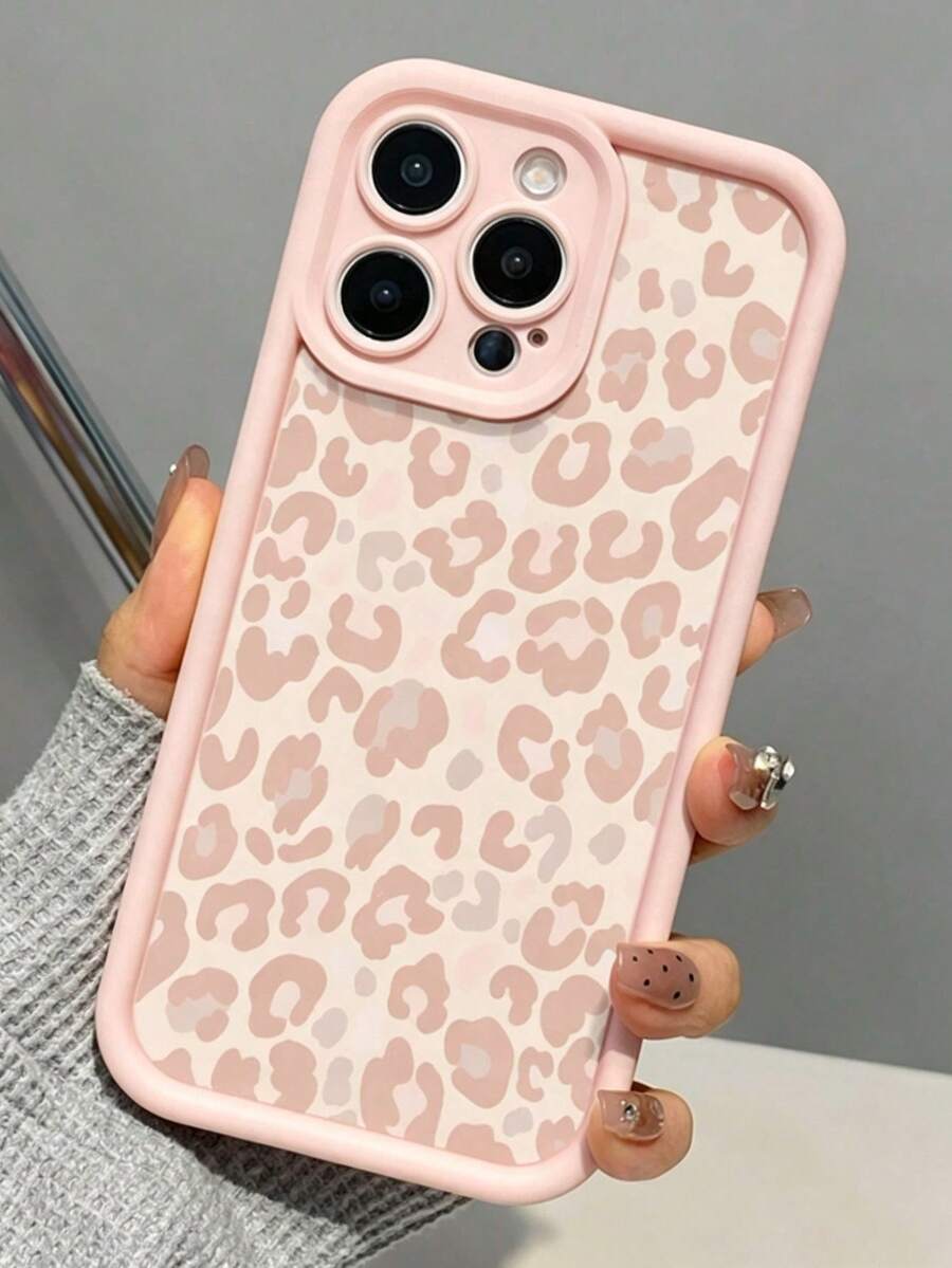 1pc Leopard Print Minimalist Shockproof TPU Phone Case, Compatible With Apple 17, 16, 15, 14, 13, 12, 11 Pro Max Series And Phones - Multicolor - View 1