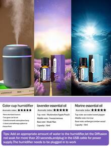 300ml USB Powered Colorful LED Light Humidifier, Suitable For Home, Office, Car, Multiple Colors Available, Daily Humidification, Prevent Dryness, Car Accessories, Electric Aroma Diffuser, Car Air Freshener - Cylinder - View 19
