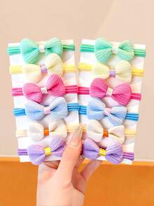 12/6/Set Macaron Bow Hair Ties, Sweet Girl Hair Rubber Bands, High Elasticity Non-Damaging Hair Ropes - Suitable For Women And Girls, Suitable For Daily, Dating, School, Party, Etc., Holiday, Mother's Day Gift Ponytail - Multicolor - View 5