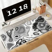 Abstract Aesthetic Desk Mat Desktop, Gaming Mouse Pad Long Cute Large Desk Pads Art Mousepad With Non-Slip Base Stitched Edge Keyboard Mat For Gaming Office, Abstract Modern Gray - View 9