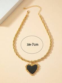 Heart Pendant Necklace Valentines,Mom,Mother,Mother's Day,Gift - Black - View 4