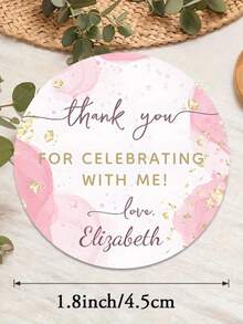 Pegatinas redondas personalizadas, con diseño abstracto en rosa y dorado, adecuadas para diversas celebraciones, recuerdos de fiesta y etiquetas decorativas - Multicolor - Ver 3