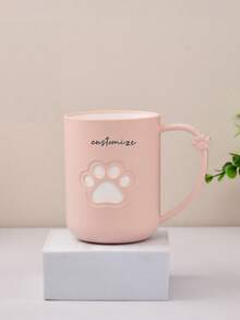 Custom Cat Paw Toothbrush Cup With Handle, Dual-Color Design, Customizable Engraving, Unique Style, Home/Dorm Couple/Parent-Child Exclusive, Cute Cat Paw Pattern, Bathroom Wash Cup - Multicolor - View 7