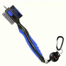HUAEN 2-In-1 Golf Club Brush And Groove Cleaner Retractable Zip-Line Metal Buckle Sharp Pick Nylon Wire Bristles Outdoor Sport Cleaning Tool For Golf Enthusiasts JHY0 - Black and Blue Upgraded - View 14