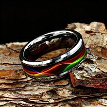1pc Fashion Men's Rainbow Iridescent Stainless Steel Ring - Iridescent Rainbow Color-Changing Suitable For Daily Wear & Special Occasions, Smooth Surface High-End Metal, Modern Luxury Gift For Him - Silver - View 5