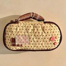This 1pc Pinecone Tribe Large Capacity Pencil Features Button Decoration And Zipper Closure, Making It Convenient To Carry.It Also Has Separate Compartments To Organize Stationery.It Is An Choice School, Office, And Also Makes A Great, Valentine's Day, Birthdays Or New Year.,Bag - Pink - 查看 11