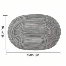 Bộ 1/2/4/6/8 tấm lót bàn hình bầu dục bằng polyester màu be ombre tối giản. - Màu xám đen - Xem 6