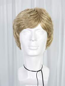 Men's Wave Curly Cosplay Wig Natural Layered Synthetic Wig, Suitable For Daily Party Clothing, Available In Black, Brown, Gold, And Grey, Realistic Appearance - Multicolor - View 21