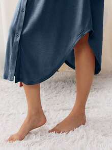 Mom Labor And Delivery Gown For Hospital, For Maternity - Navy Blue - View 4