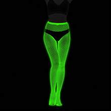 Green Fluorescent Night Glow Sheer Mesh Tights With Striped Pattern Luminous Bodycon Leggings Women Reactive Party Cosplay Outfit DBYS - 夜光3055 - 查看 8