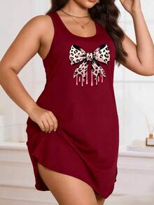 Falda tipo cárdigan de talla grande para mujer - Ligera y transpirable, estilo casual, con diseño de lazo - Burdeos - Ver 3