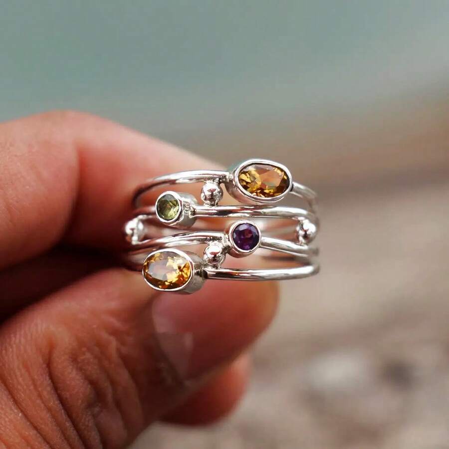 1pc Classic Minimalist Colorful Line Design Ring For Women - Hollow Ring - View 1