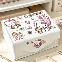 SANRIO 1个三丽鸥首饰盒，专为收纳耳环、戒指、项链和卡片而设计。小巧便携，适合旅行携带，配有2个可调节隔板，方便整理各种物品。饰有可爱的卡通Hello Kitty图案，是情人节或生日送给女友或闺蜜的绝佳礼物。 - 彩色 - 查看 6