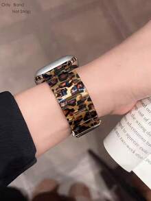 豹纹树脂表带，可调节蝴蝶扣表带，兼容 38/40/41/42/44/45/46/49mm，轻盈亚克力表链，适用于 Ultra/Series 11/10/9/8/7/6/5/4/3/SE 智能手表，送给女性、朋友的最佳礼物，优雅表带 - 豹紋 - 查看 7