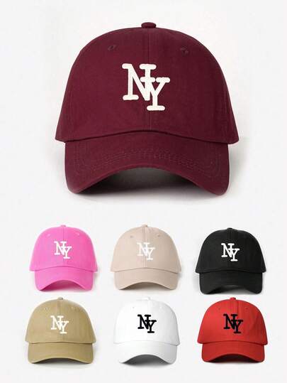 1 pieza Gorra de béisbol bordada de NY, sombrero casual ajustable con protección solar para exteriores, adecuado para primavera, otoño, viajes, playa, para hombres y mujeres, estilo Y2K
