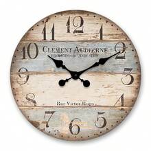 1pc 10-16 Inch Rustic Farmhouse Faux Wood Grain Large Wall Clock - Battery Powered, Quiet & Silent, Suitable For Living Room, Bedroom, Kitchen, Country Cottage, Home Decor, Gift For Friends (No Battery Included) Room Decor Clock Wall Bedroom Decor Dormitory Decor Back To School - Multicolor - View 11