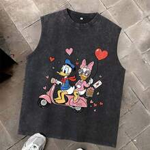 Disney Men's Short-Sleeved T-Shirt, Unisex Sleeveless T-Shirt, Men's T-Shirt With Disney Princess Mickey Mouse Pattern, Summer Casual Outfit, Suitable As A Gift For Male Friends Who Love Cartoons And Anime. - màu đen - Xem 9