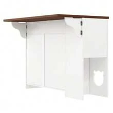 Kitchen Island, Kitchen Trolley And Sideboard With Drawers – With Pull-Out Worktop, Spice Rack, Pet Feeding Area (Without Cat Feeder), White + Walnut, 120 * (40 + 30) * 90 Cm - White - View 11