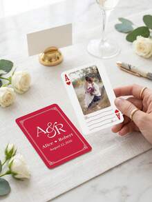 Bộ bài cưới cá nhân hóa và sổ lưu niệm thay thế, bài poker khắc tên riêng, quà tặng cưới tối giản, thiết kế chữ cái đầu. - Nhiều màu - Xem 25