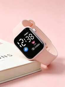 3/1pc Children's Fashionable & Elegant LED Heart-Shaped Earth Digital Electronic Watch Set, Suitable For Students For Daily Occasions Like School, Parties, Travel, And A Great Gift For Friends, Birthday, Christmas And Other Holidays - Multicolor - View 6