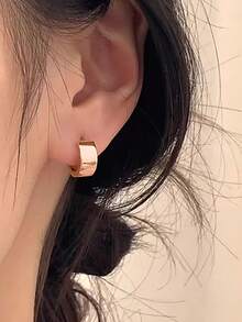 BALMORA 1 Pair S925 Sterling Silver Polished Fashion Geometric Round Small Earrings, Women's Daily Wear, Perfect Gift, Valentine's Day Gift, Mother's Day Gift - Rose Gold - View 4