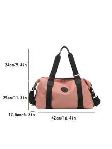 Túi duffel ngắn ngày cỡ lớn bằng chất liệu nylon, trang trí chữ cái, thích hợp cho tập gym, tập yoga, hoặc hành lý đi học cho học sinh, unisex. - Hồng - Xem 3