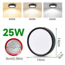 5W/10W/15W/25W LED嵌入式筒灯，现代吸顶灯，适用于客厅、卧室、走廊、厨房、浴室、衣橱、店面、酒店、图书馆、酒吧、仓库等场所，黑/白/金配色，暖白/中性白/冷白光可选 - 明裝筒燈 - 查看 33