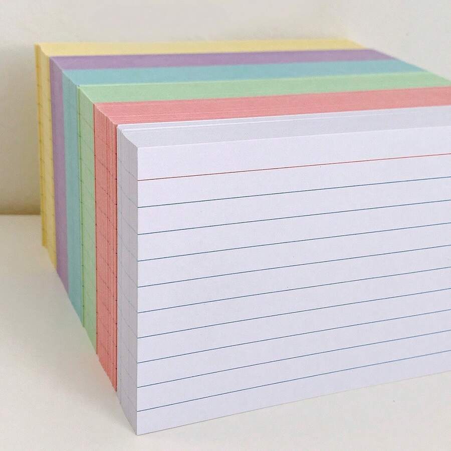 12.7 X 7.6 Cm Wired Index Cards, 6 Colors Blank Memo Notes, Lined Learning Cards, Suitable For Study, Note-Taking And Office Use, Paper Bookmark - B - View 1