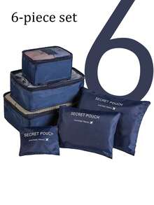6pcs Travel Storage Organizer Set, Multiple Sizes And Colors Available, Foldable Storage Bags, Travel Organizer Bags, Clothing Storage Bags, Luggage Storage Bags, Suitcase Storage Cubes, Travel Essentials, Vacation Essentials, Storage Boxes, Home Travel Holiday Essentials, Suitcase Storage Bags, Moving Travel Packing Bags, Includes Travel Bag, Makeup Bag, Used For Storing Skincare, Clothing, Jewelry, Phone, Toiletries And Other Small Items, Also Suitable For Home, Beach Vacation, Back To School Season, Gifts, Holidays (Halloween, Christmas) - Random Color - View 18