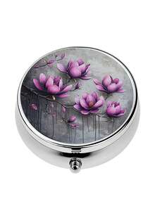 1pc Elegant Purple Daffodil Flower Pill Organizer - 3 Compartment Mini Pill Box With Floral Design, Plastic & Metal, Compact & Portable, Suitable For Purse, Pill Box, Elegant Pill Organizer, For Women, Medication Storage - Multicolor - View 13