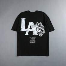 DARC Los Angeles Series Printed Short-Sleeve Loose Round-Neck New T-Shirt Casual  Brand Top For Men - 黑色 - 查看 2