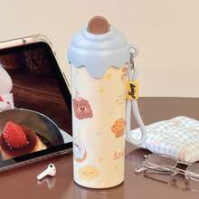 1 chiếc - Bình nước hình kem 600ml/20.3oz, thiết kế hoạt hình dễ thương, bình giữ nhiệt bằng thép không gỉ thời trang có quai xách, thích hợp cho tập thể dục, du lịch và làm quà tặng ngày lễ. - Xem 8