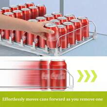 Drink Organizer For Fridge,Self Pushing Fridge Drink Organizer,Automatic Drink Dispenser For Fridge-Holds Up To 15 Cans, 14.96inch, White - View 4