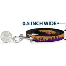 DL-W31286-N Narrow 0.5 Los Angeles Solid Skyline Gold/Purple Dog Leash, 4' - 4 Feet Long - 1/2" Wide - View 4