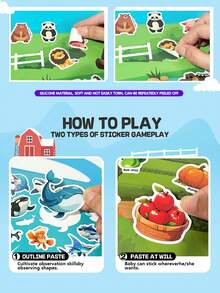 3-6 Years Old Jelly Sticker Puzzle Quiet Book, Baby Intellectual Toys, Bubble Sticker Quiet Book, Intellectual Toys, Children's Handheld Reusable Jelly Silicone Sticker DIY Scene Sticker Book, Fun Intellectual Toys - Multicolor - View 8