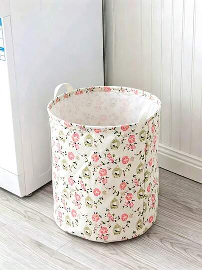 Portable Closet Organizer Elegant Pattern Household Storage Basket Washable Fabric Bathroom Storage Collapsible Storage Hamper Spacious Capacity Durable Foldable Design Flower Print Clothes Storage Basket Laundry Basket Washing Basket Laundry Bag Bathroom Organizer Home Storage Solution Decorative Fabric Basket Multipurpose Laundry Holder