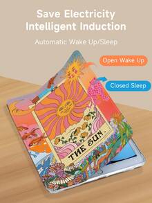 Kingsung 太陽塔羅牌豹紋拼貼圖案平板保護殼，相容 iPad 9.7/10.2/10.5/10.9/12.9/Pro 11、第 10 代、Air 8 (M4) 2026 (11/13 吋)，相容 Galaxy Tab S6 Lite 10.4 吋，相容 Kindle Paperwhite 第 12 代 2024、Kindle 第 11 代 2022，提供柔軟防震保護，支援智慧支架/自動喚醒/睡眠 - 彩色 - 查看 6