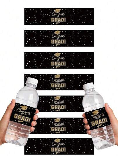 10/20 miếng dán bình nước tốt nghiệp, nhãn dán bình nước màu đen & vàng, nhãn dán bình nước cho tiệc tốt nghiệp đại học/trung học, nhãn dán bình nước chủ đề tốt nghiệp dùng để trang trí bao bì quà tặng bình nước cho tiệc tùng (10 miếng/gói)