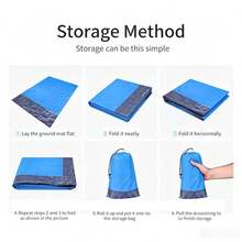 1pc Fashionable Printed Minimalist Square Lightweight Foldable Pocket Beach Mat, Quick-Dry Anti-Sand For Summer Beach, Picnic, Camping, Hiking Outdoor Blanket - Blue - View 2