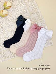 4 đôi tất chống muỗi trang trí nơ cho bé gái - Nhiều màu - Xem 5