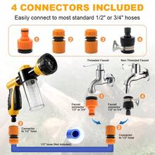 High Pressure Auto Foam Lance Water Gun,Sprayer 8 In 1 Cleaning Garden,Car,Cat Dog Wash Tool - A - View 3