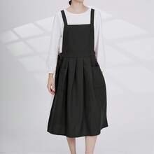 1pc Solid Color Apron With 2 Pockets, Casual Home Style Long Dress With Side Slit, Waist Tie, Cooking Smock, Suitable For Various Occasions - Multicolor - View 12