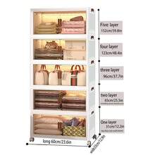 60cm Collapsible Storage Bins With Lids, Folding Storage Box For Home, Kitchen And Office, Stackable Closet Organizer With Wheels, With Doors Cube Storage Containers - 60cm/5 Layers (weighted and Thickened) - View 12